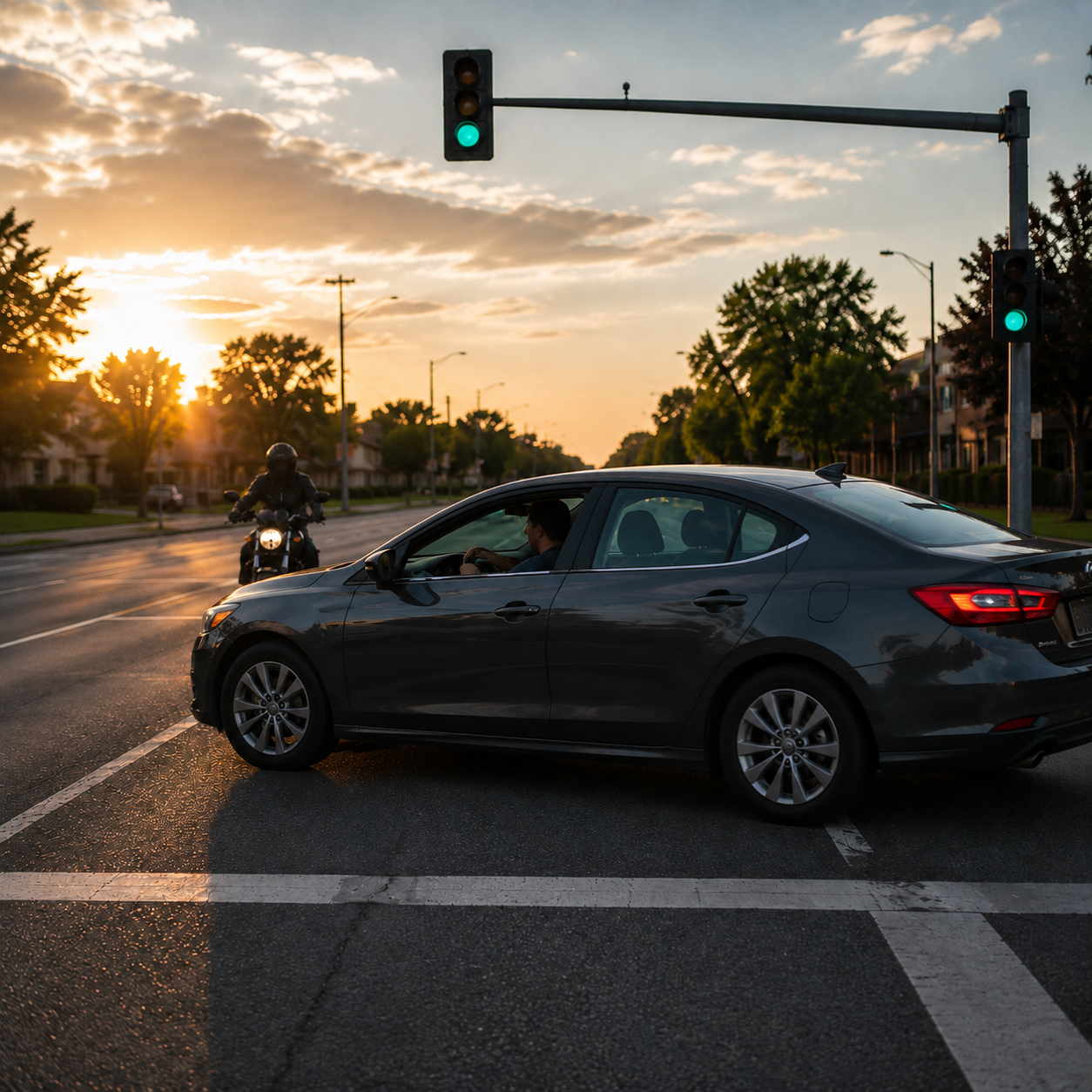 Driver turning left across the path of an approaching motorcycle