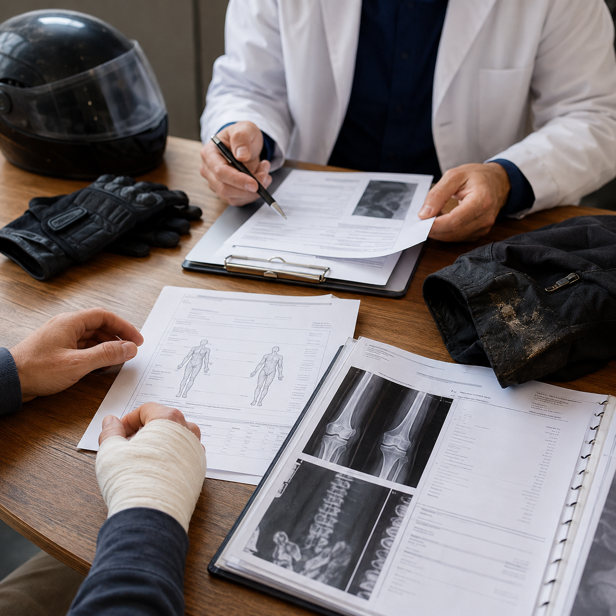 Motorcycle accident medical documentation and injury records