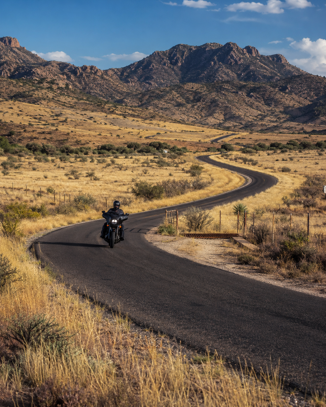 Remote Highway 166 curving through the Davis Mountains